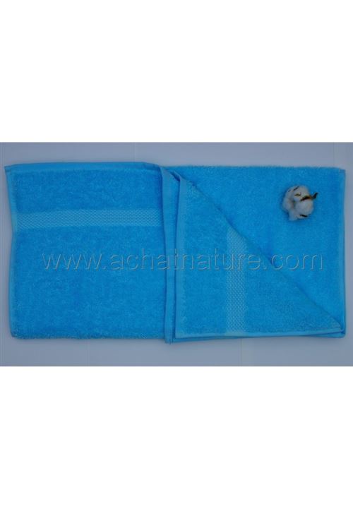 serviette de toilette coton bio coloris lagon