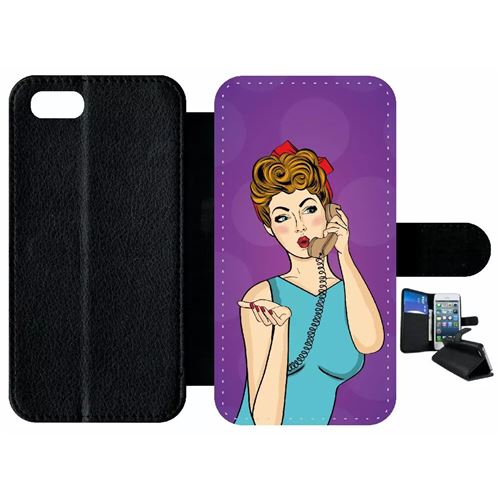 Etui À Rabat Apple Iphone 7 Pin Up Fond Mauve