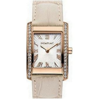 Montre Mécanique Suisse Pontiac Pour Femme - Dorée Avec Bracelet Noir - Occasion Fonctionnelle