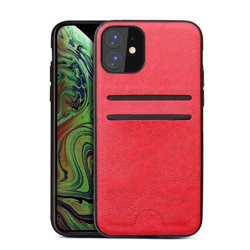 Coque en cuir avec fente carte pour Apple iPhone 11 Pro Max 6.5 - Rouge