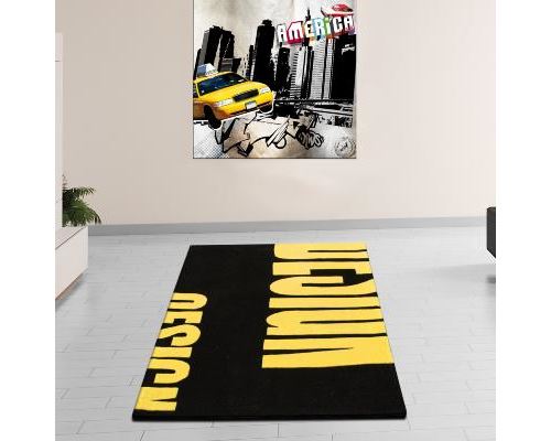 Tapis moderne Tapis acrylique Design jaune pour salon en 120x160 cm