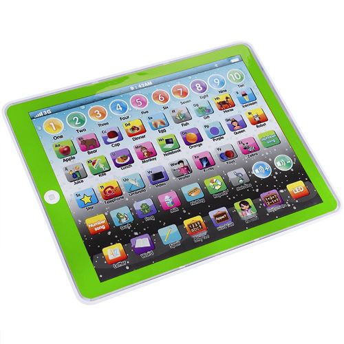 Tablette Enfant Préscolaire Anglais Apprentissage Numéros Lettres Enseigner Jouet Vert