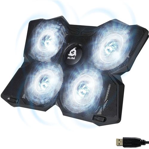 KLIM Wind - Refroidisseur PC Portable - Le Plus Puissant - Refroidissement Rapide - 4 Ventilateurs Support Ventilé Gamer Gaming Plaque - Blanc - Nouvelle Version