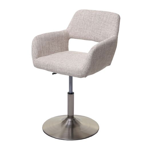 Chaise de salle à manger MENDLER HWC-A50 III tissu creme gris pied en métal brossé