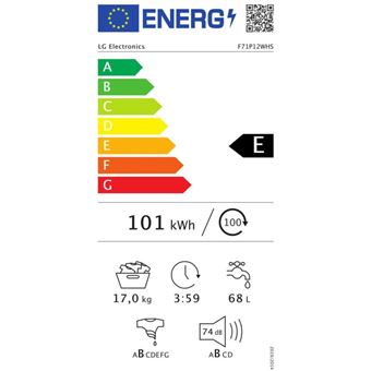 LG F71P12WHS - Machine à laver - WiFi - largeur : 70 cm - profondeur : 77 cm - hauteur : 99 cm - chargement frontal - 127 litres - 17 kg - 1100 tours/min - blanc
