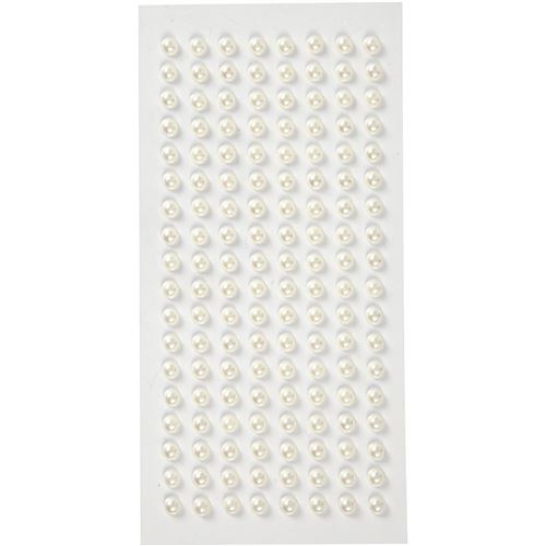 Happy Moments Demi perles autocollantes diamètre 5mm 144 pièces blanches