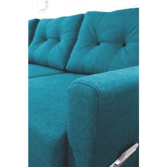 Oslo Canapé Dangle Droit Convertible Bleu Canard 225x147x86cm Bobochic