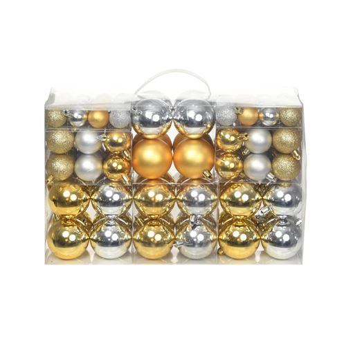 vidaXL Kerstballenset 6 cm zilver/goud 100-delig