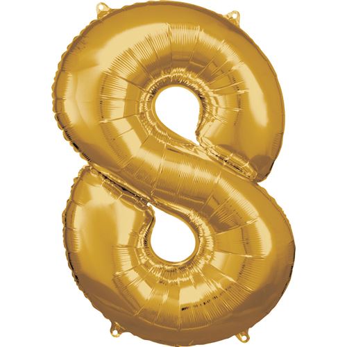 Amscan ballon d'aluminium numéro 8 junior 53 x 83 cm or