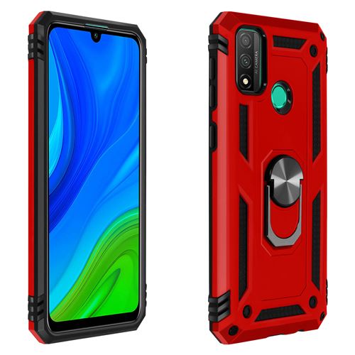 Avizar Coque Pour Huawei P smart 2020 Antichoc bi-matière Bague Support Vidéo Rouge