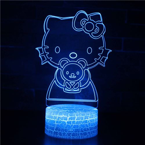 Lampe 3D Tactile Veilleuses Enfant 7 Couleurs avec Telecommande - Hello Kitty #590