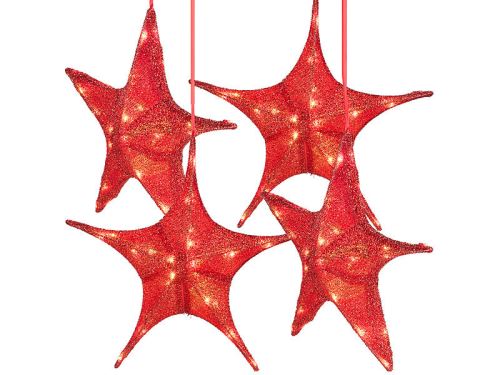 Lot de 4 étoiles de Noël pliables Ø 65 cm avec LED