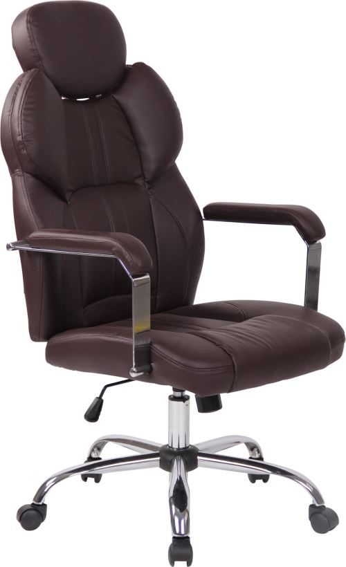 Fauteuil de Bureau Almelo en Similicuir - Chaise de Bureau avec Roulettes Accoudoirs - Réglable en hauteur Pivotante - Couleur d'assise Marron