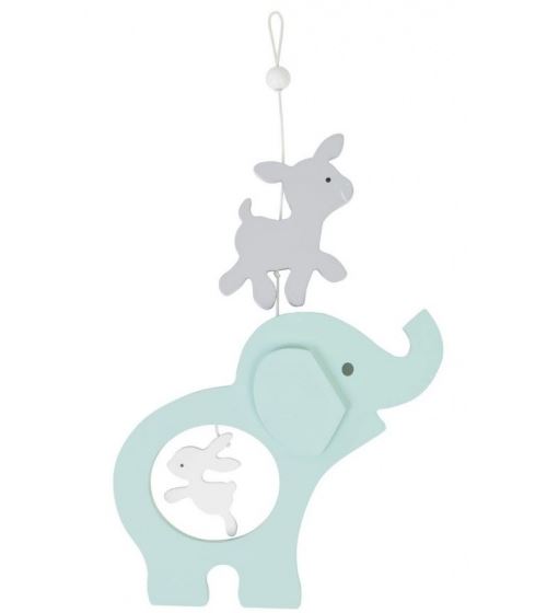 Happy Horse éléphant mobile en bois bleu/gris 30 cm