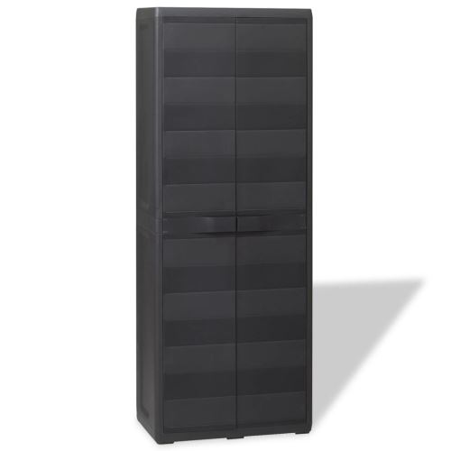 Armoire de Rangement avec 3 Etagères de Jardin Armoire Penderie Noir Storage Modulable Meuble Étagères de Rangement DIY avec Portes pour Vêtements Chaussures Jouets Livres Bibelots 65 x 38 x 171 cm