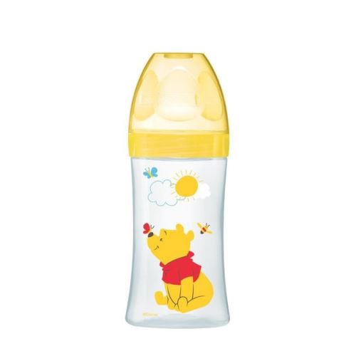 Biberon Dodie sans bpa sensation+ winnie jaune 270ml + tétine plate D2