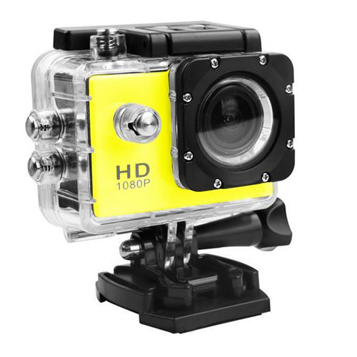 Caméra sport Mini 1080P HD avec boîtier étanche-Jaune