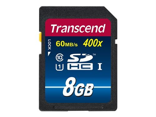 Transcend Premium - Carte mémoire flash - 8 Go - UHS Class 1 / Class10 - 400x - SDHC UHS-I
