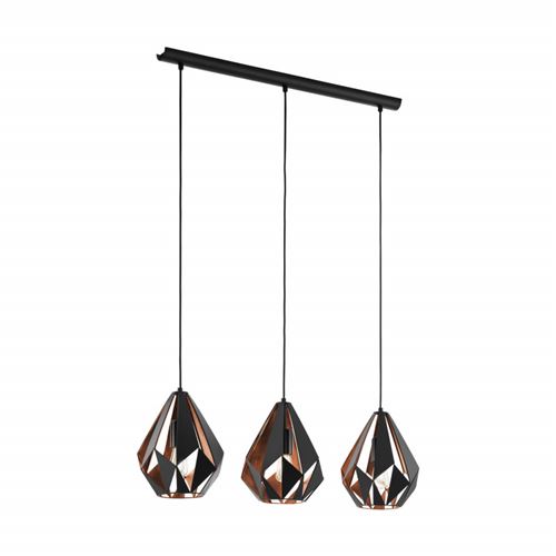 EGLO Lampadaire Lampe sur pied Lampe de sol CARLTON 1 Noir cuivre 3x60 E 49991