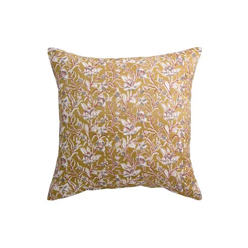 Coussin imprimé fleurs jaune 45 x 45 cm AQUARELLE