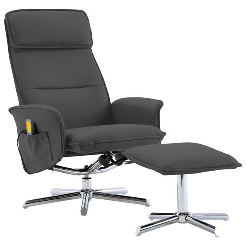 vidaXL Fauteuil de massage avec repose-pied Anthracite Similicuir