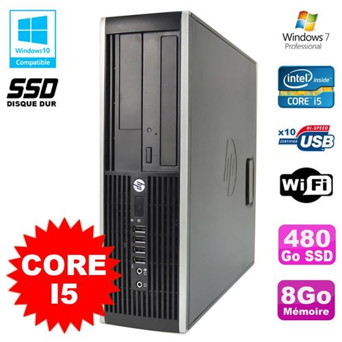 Pc hp compaq elite 8100 sff intel core i5 3.2ghz 8go 480go ssd graveur wifi w7