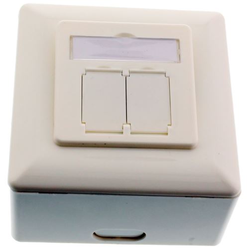 Plaque murale InLine® pour montage en surface Cat.6A 2x RJ45 femelle RAL9010 blanc