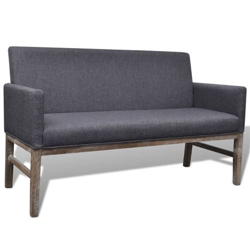 Banquette rembourr&eacute;e gris fonc&eacute; en bois d'h&eacute;v&eacute;a
