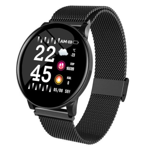 Montre connectée W8 écran couleur intelligente fréquence cardiaque surveillance de la santé sport étape bracelet Noir