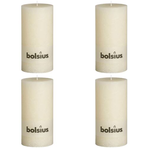 Bolsius Bougie pilier rustique 200x100 mm Ivoire 4 pcs