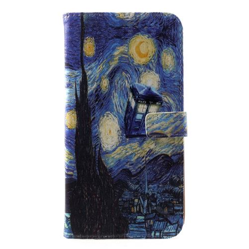 Etui en PU impression de motifs peinture à l'huile pour votre Samsung Galaxy J4+
