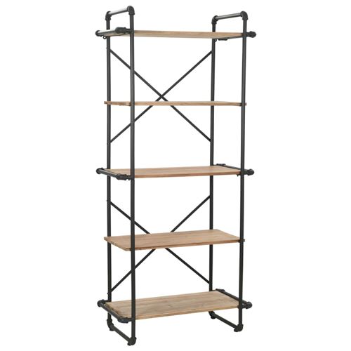 vidaXL Boekenkast 80x42x180 cm massief vurenhout en staal