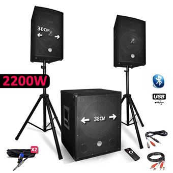 Système Sonorisation Complet 2200W Enceintes + Subwoofer USB/BLUETOOTH + Pieds - BM SONIC BMS1512 - 1