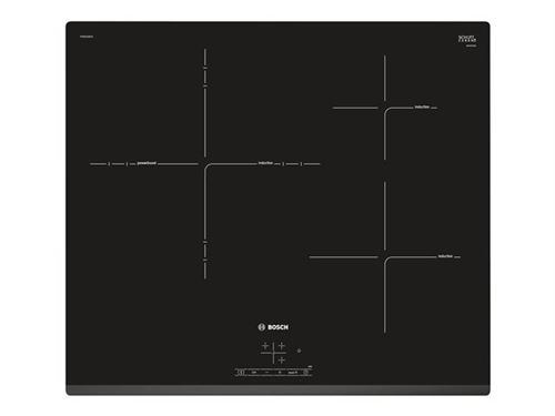 Bosch Serie 4 PID631BB1E - Table de cuisson à induction - 3 plaques de cuisson - Niche - largeur : 56 cm - profondeur : 49 cm - noir - sans cadre, - avec avant biseauté