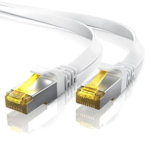 Vshop® Cable Ethernet Rj45 Plat De La Marque Vshop Cat7 Couleur Blanche 15M