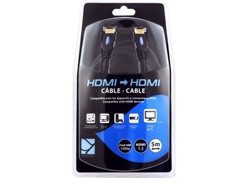 Cable Hdmi Male/Male Longeur 5 Metres Connectique En Or