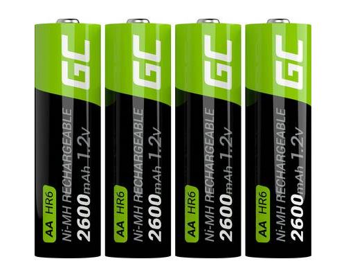 4x piles AA rechargeables R6 2600mAh Green Cell