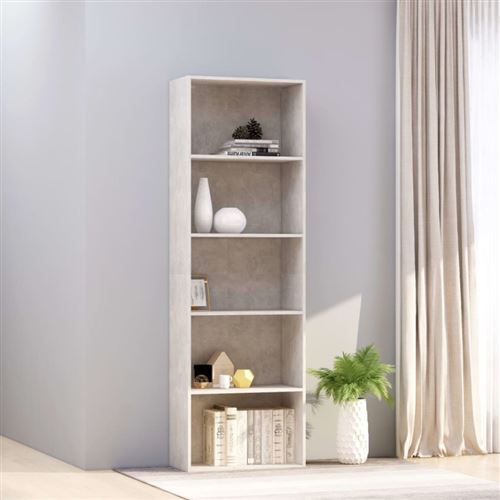 vidaXL Bibliothèque à 5 niveaux Gris béton 60x30x189cm Bois ingénierie