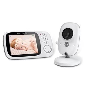 Moniteur pour bébé - Moniteur vidéo pour bébé de 3,2 « avec caméra et  vidéo, audio bidirectionnel, vision nocturne infrarouge, zoom 2 x et  lecture de berceuses (3,2 pouces)