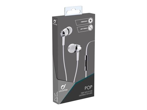 Cellular Line Pop - In-ear hoofdtelefoons met micro - inwendig - met bekabeling - 3,5 mm-stekker - wit