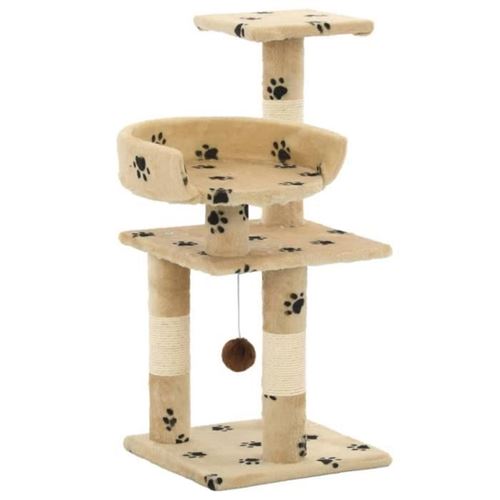 Vidaxl Arbre &Agrave; Chat Et Griffoirs En Sisal 65 Cm Beige Motif De Pattes