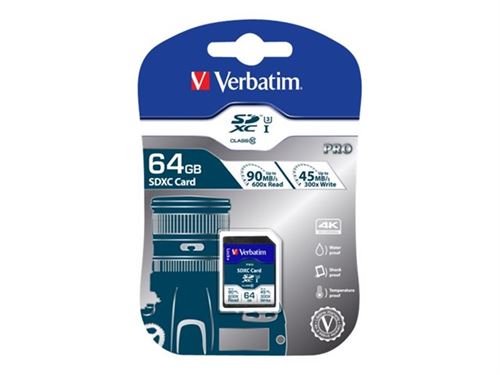 Verbatim PRO - carte mémoire flash - 64 Go - SDXC UHS-I