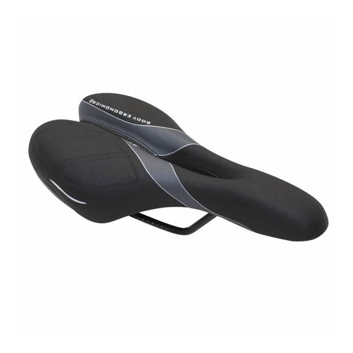 Selle ddk city go free homme noir deco gris-argent 276x155mm avec trou central rail acier noir