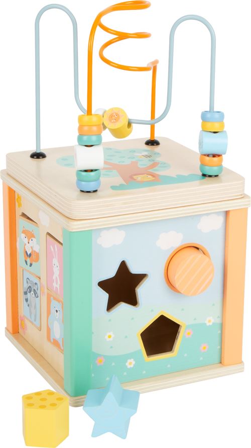 Small Foot activité cube junior 15 cm bois/acier 4-pièces