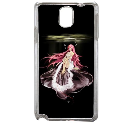 Coque Manga Fille Cheveux Rose Compatible Samsung Galaxy Note3 Transparent
