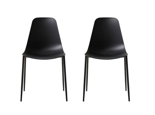 HOMEMANIA Chaise Antila - Fauteuil - pour la salle à manger, la cuisine, le salon -Noir en Métal, PP, 48,5 x 49 x 88 cm