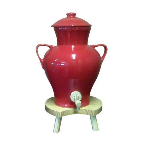 vinaigrier traditionnel en grès 2.5l rouge + tabouret - 0215
