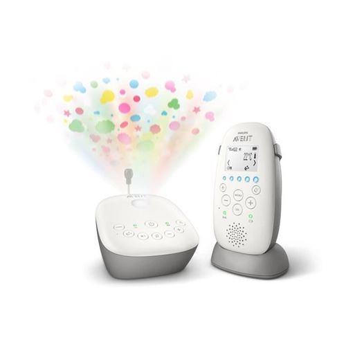 Philips AVENT SCD733/00 Babyphone DECT - Mode Smart ECO, Ecran LCD, Socle de charge, Alerte vibration et pleure, Mode nuit, Projecteur d'étoiles
