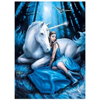 Puzzle adulte : la licorne blanche et la lune bleue - anne stokes - 1000 pieces - clementoni - 1