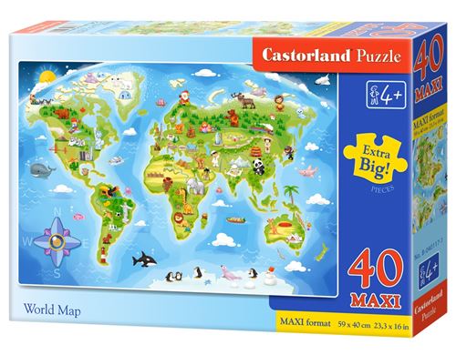 Castorland Carte du monde au 40e étage pièces de puzzle Maxi